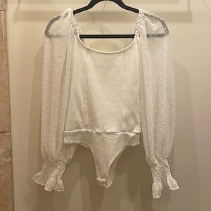 White, long sleeve, bodysuit
